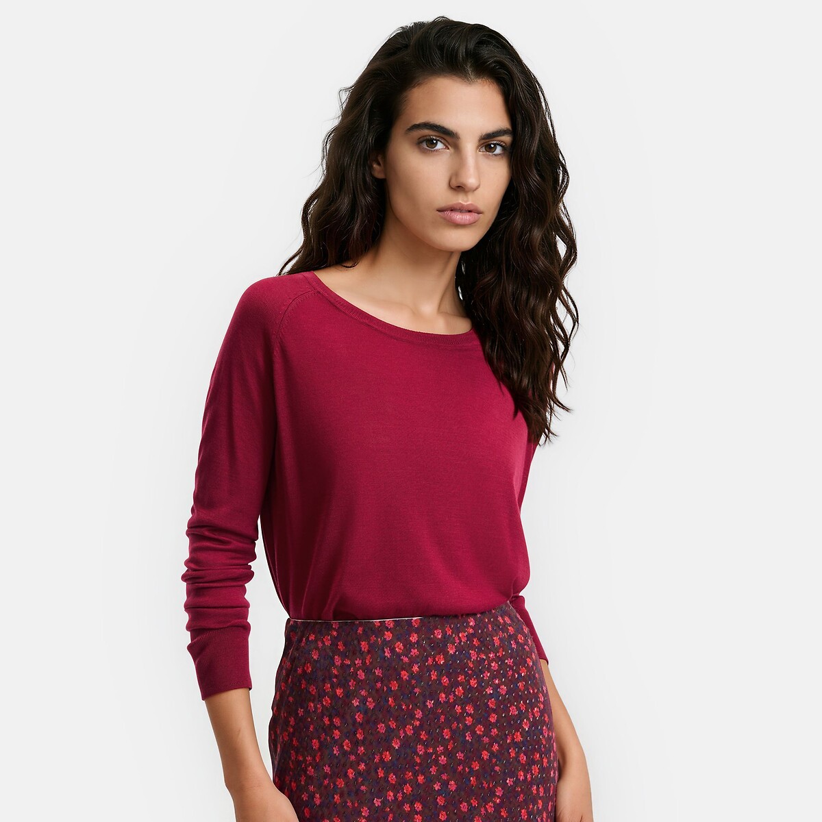 Pull col rond en fine maille, LA REDOUTE COLLECTIONS