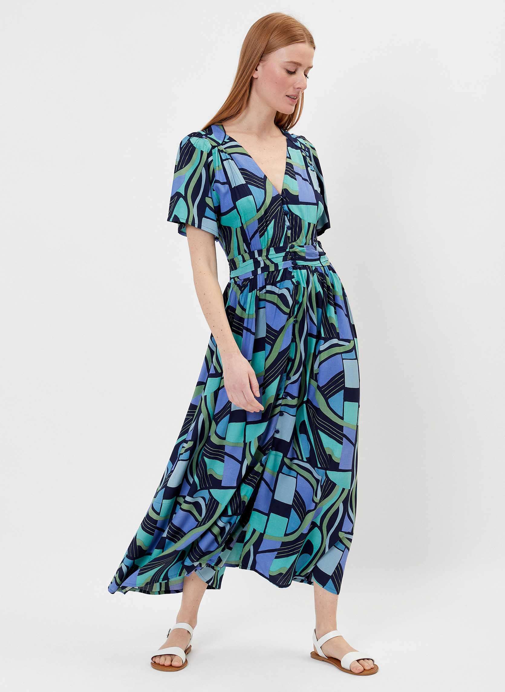 Robe longue rétro imprimée Ecovero TONY, PRINCESSE NOMADE