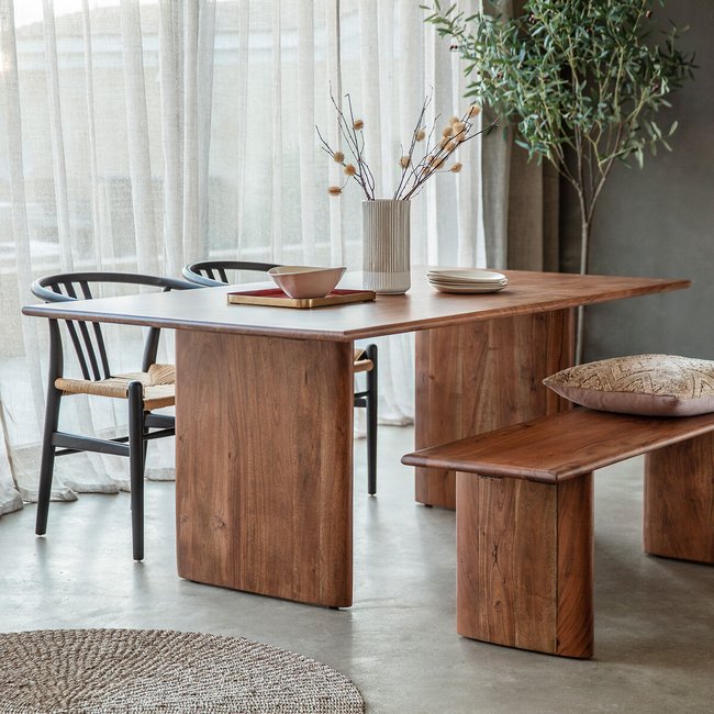 Bettiah Acacia Dining Table 180cm (Seats 8), light wood, SO'HOME