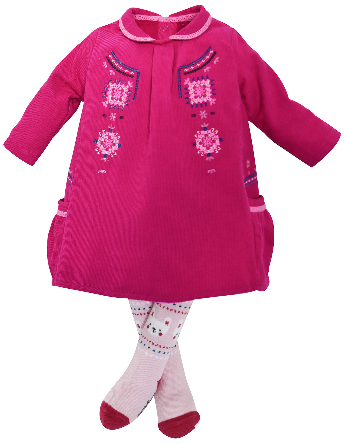 Robe + collant bebe fuchsia folklore baby, SUCRE D'ORGE