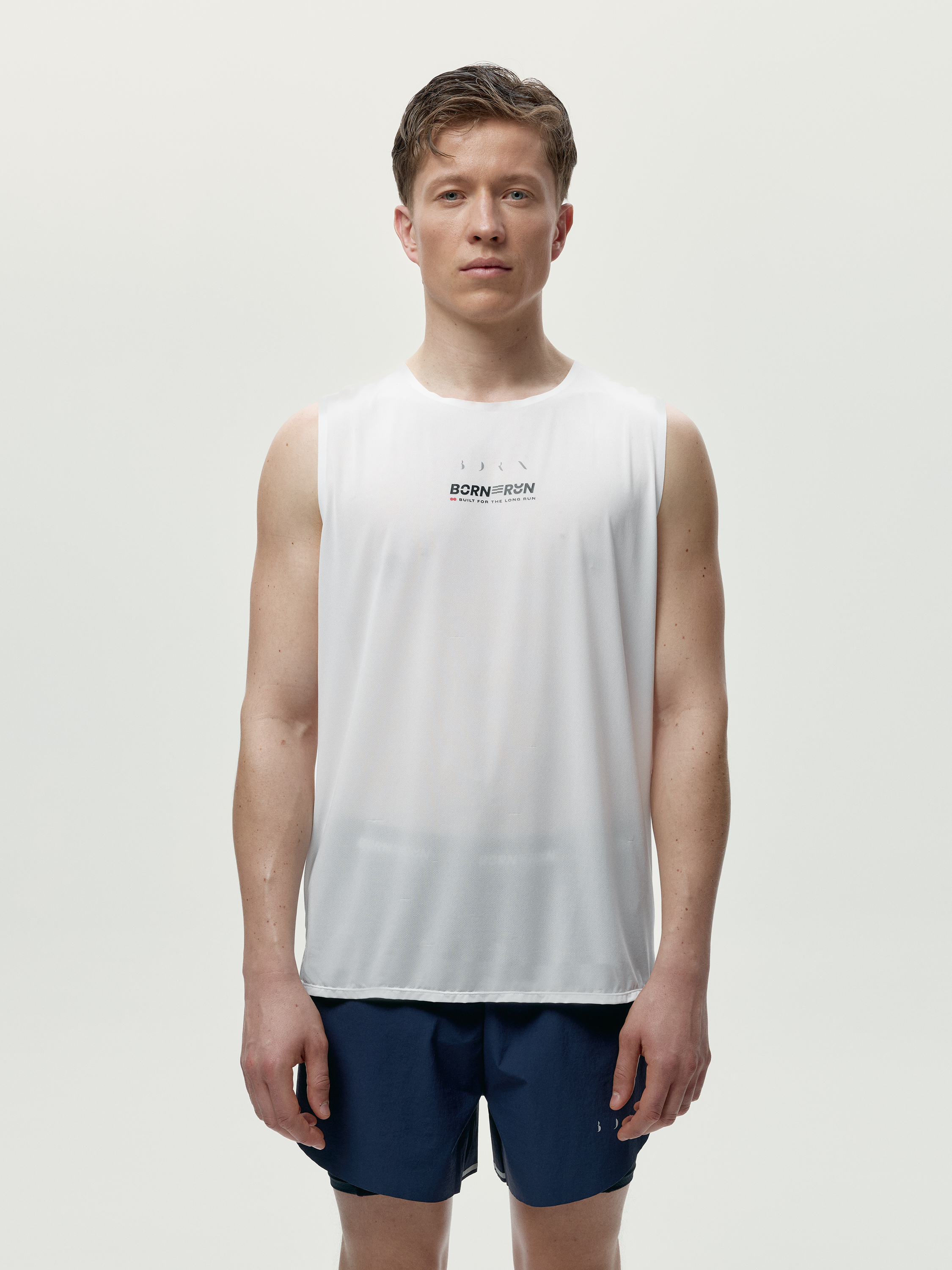 T-shirt de sport homme Ryder Run Sans manches toucher doux, BORN