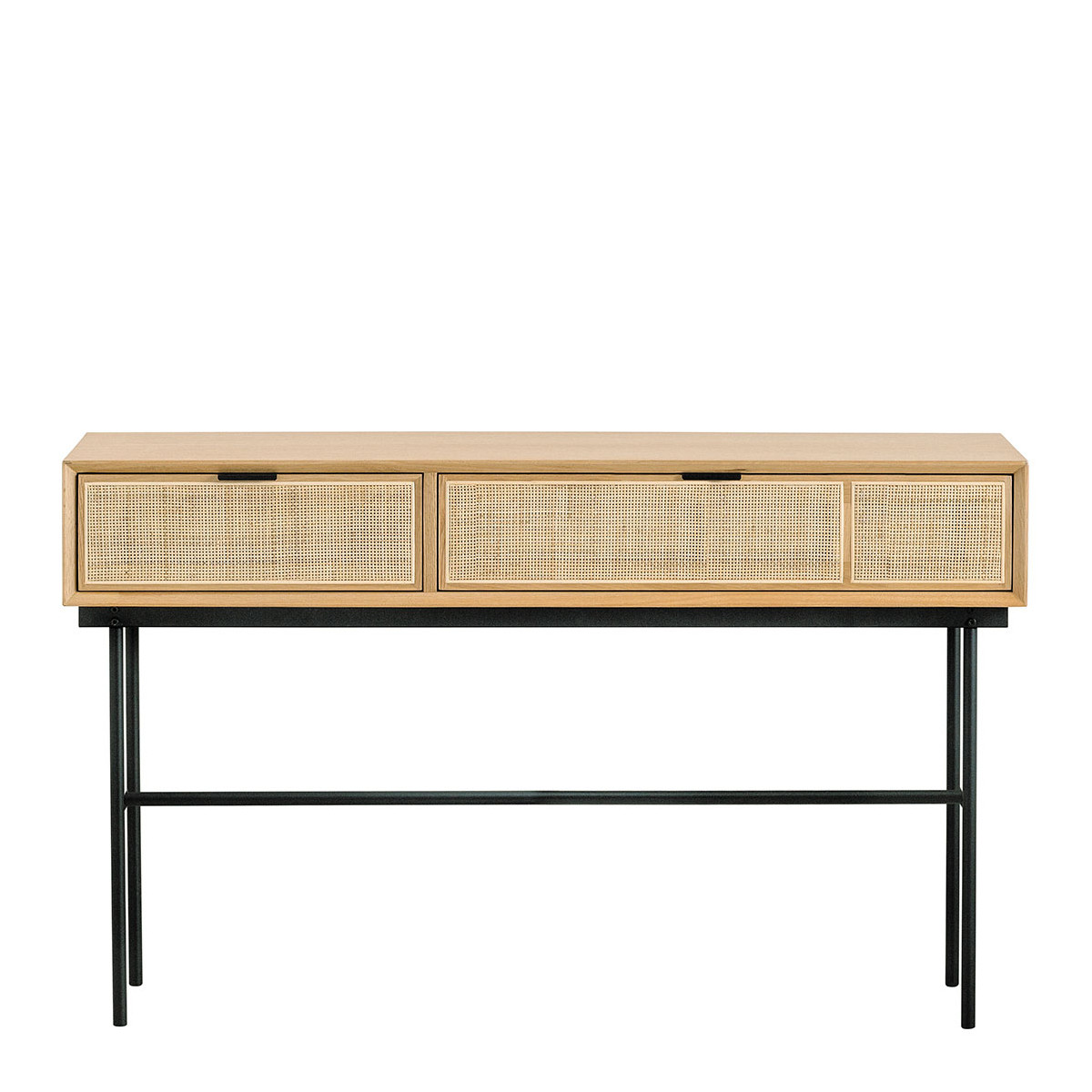 Console AUGUSTIN en chêne clair et cannage, BLANC D’IVOIRE