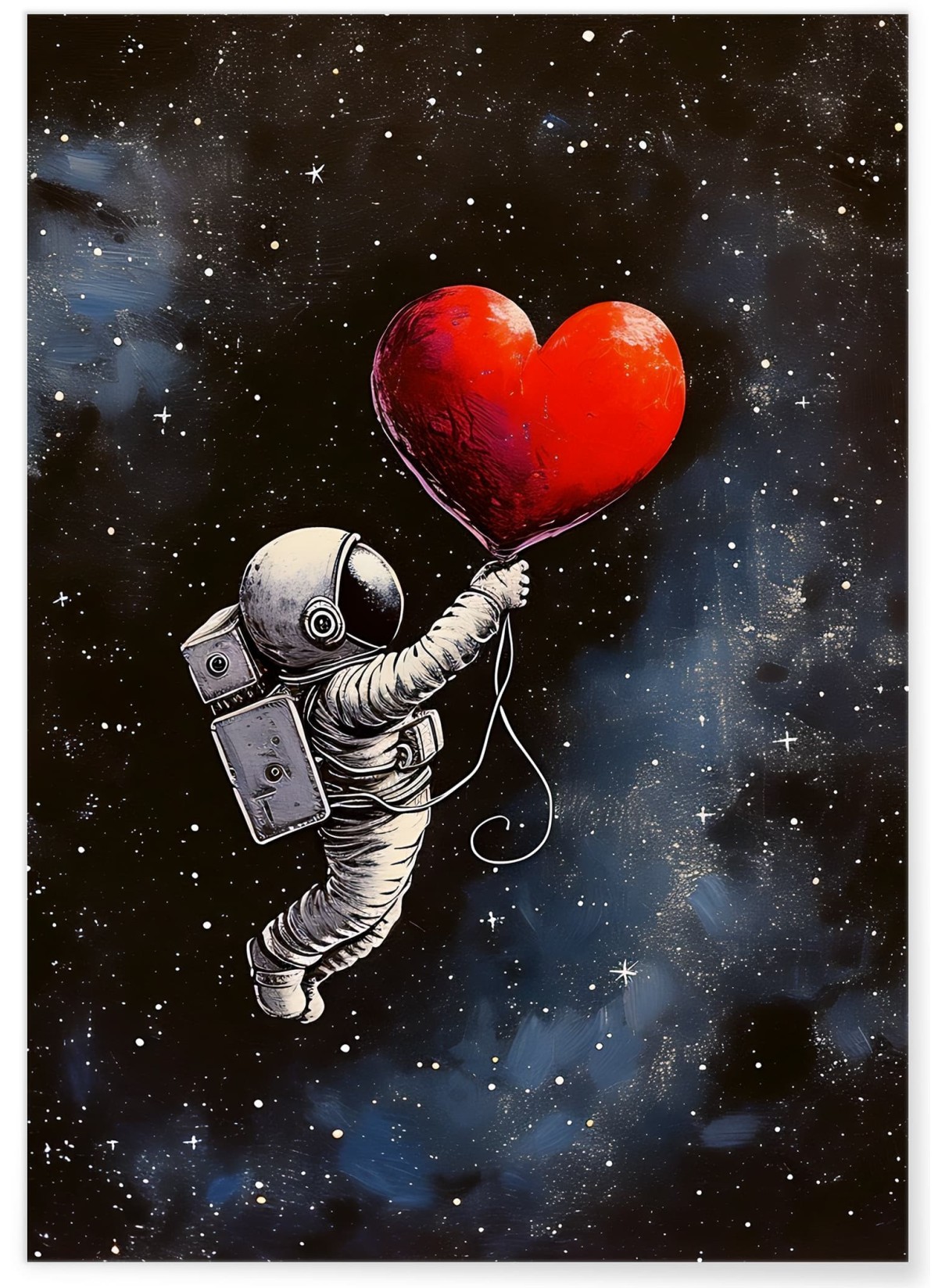 Affiche Astronaute et Ballon en Coeur, L'AFFICHERIE
