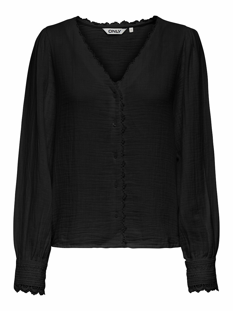 Blouse col v détail broderie, ONLY