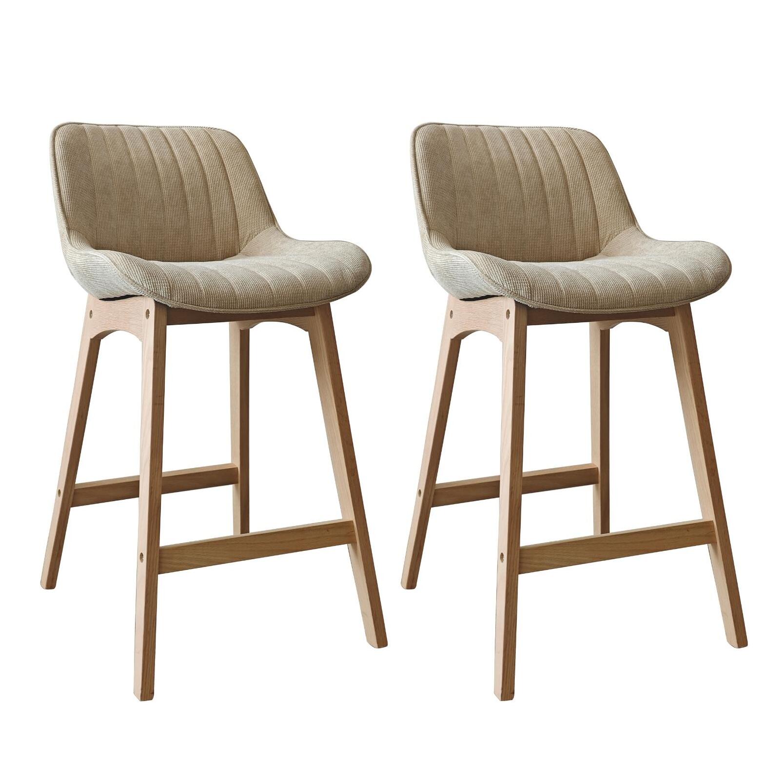 Lot de chaises de bar en chêne et tissu velours côtelé H65cm NORDEN, MOB IN