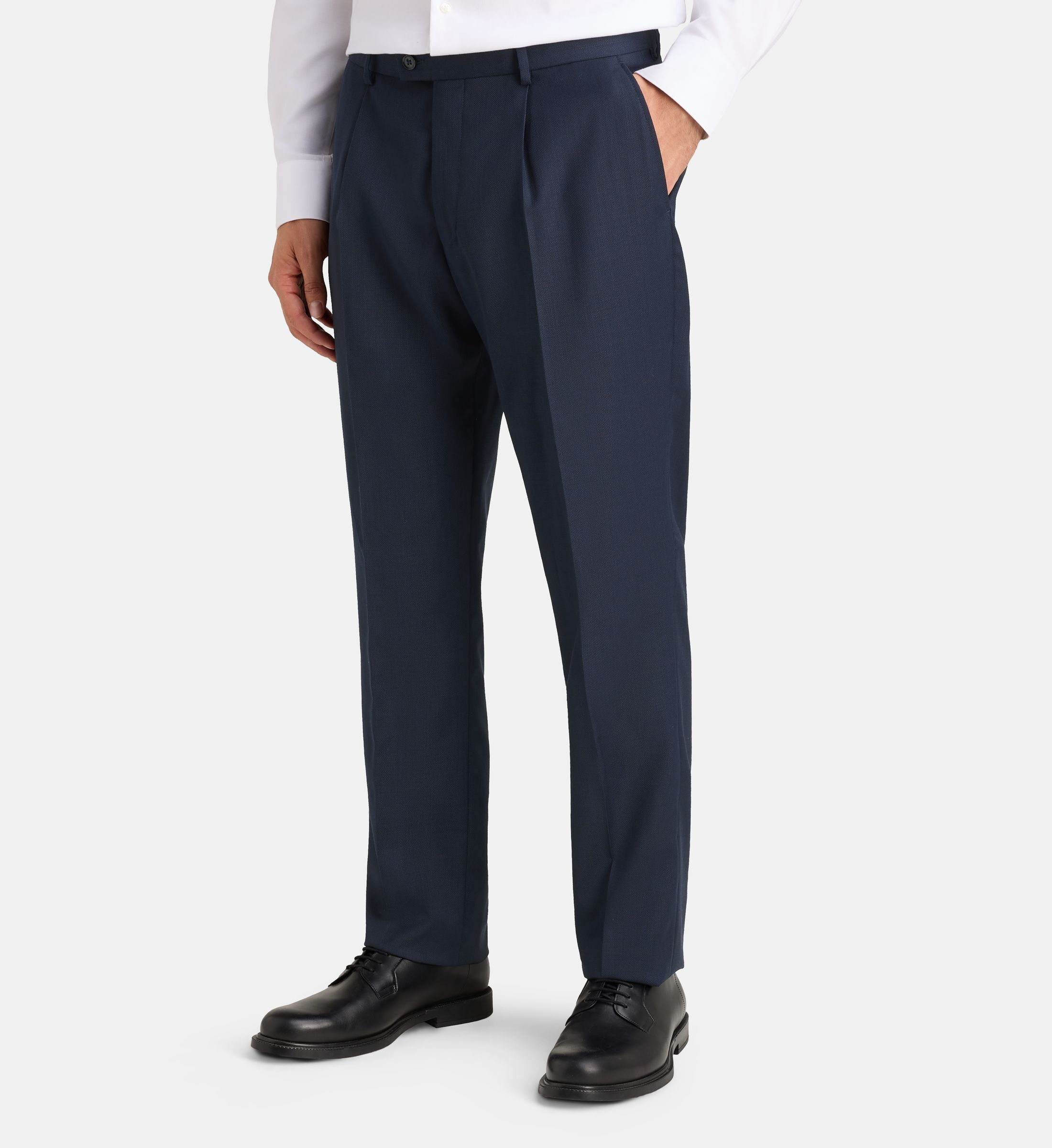 Pantalon de costume droit beni croisé armure laine italienne, COMPTOIR GL