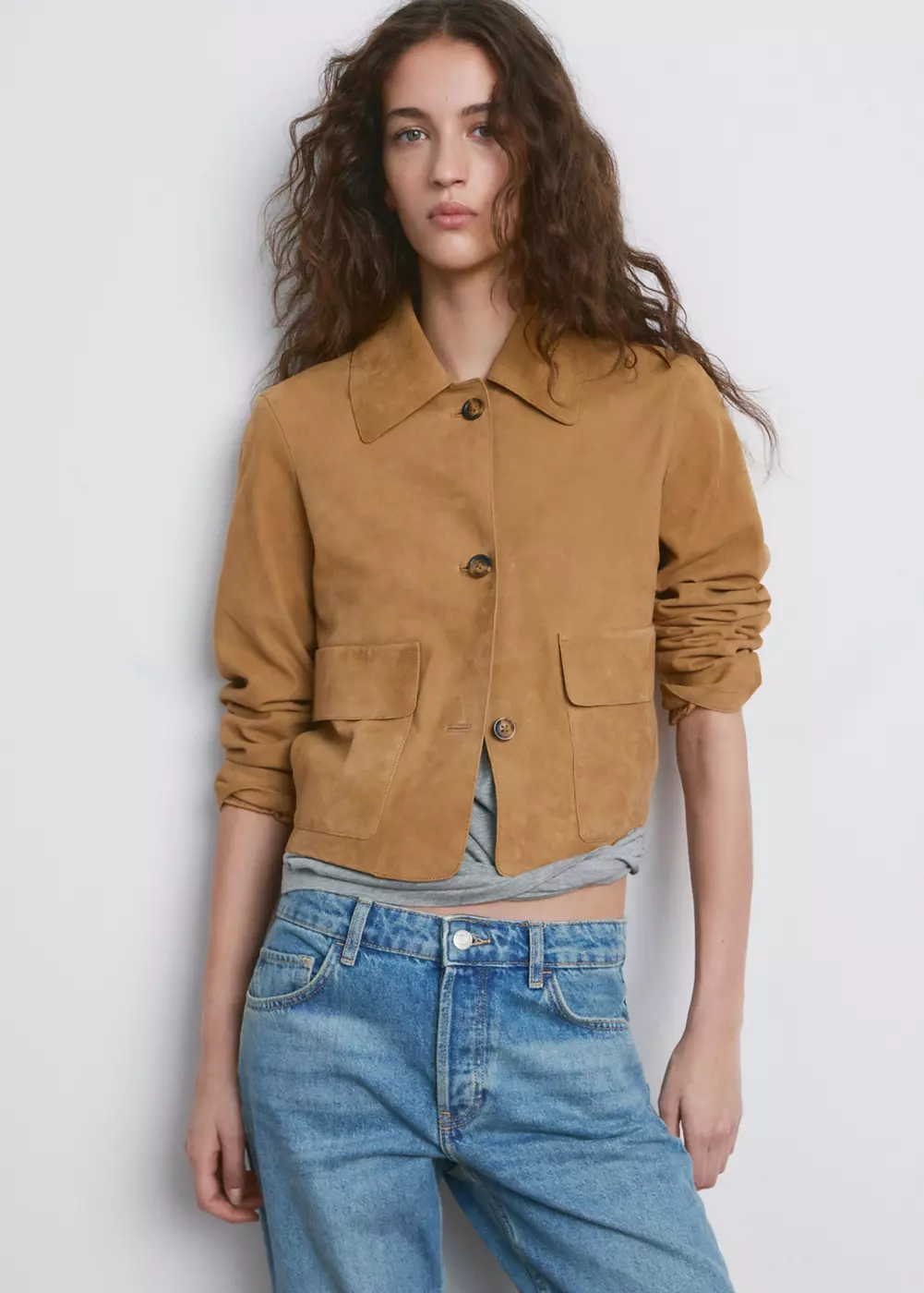 Veste daim poches, MANGO