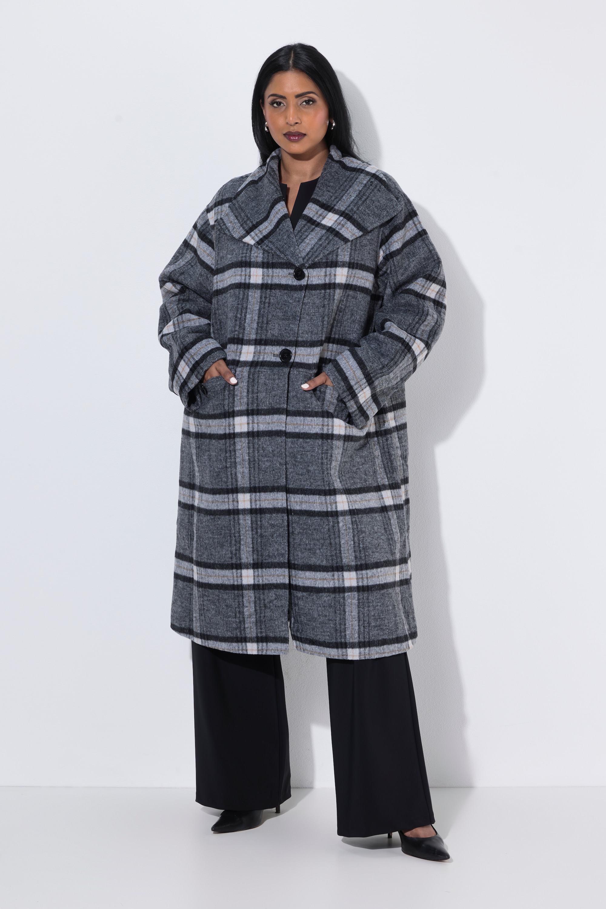 Manteau en laine à carreaux, coupe oversize, ULLA POPKEN