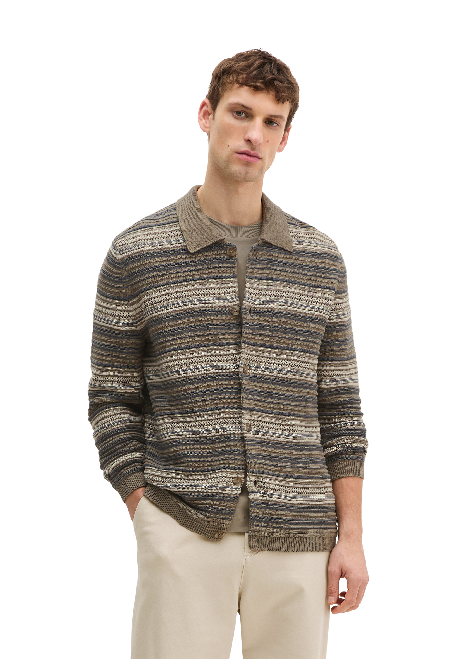Veste en tricot regular en coton bio et en lin, MARC O'POLO