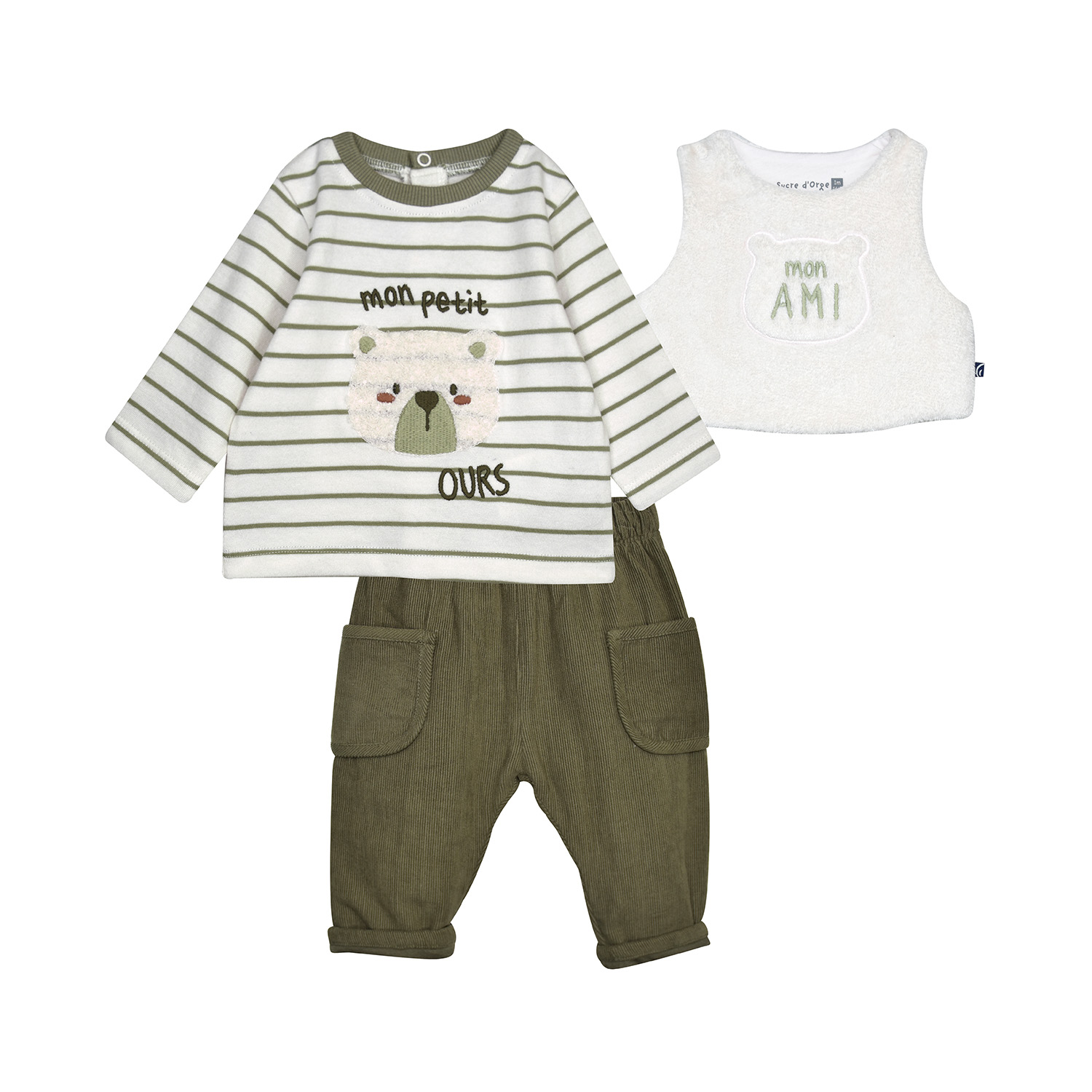 Ensemble tshirt pantalon débardeur en maille pio, SUCRE D'ORGE