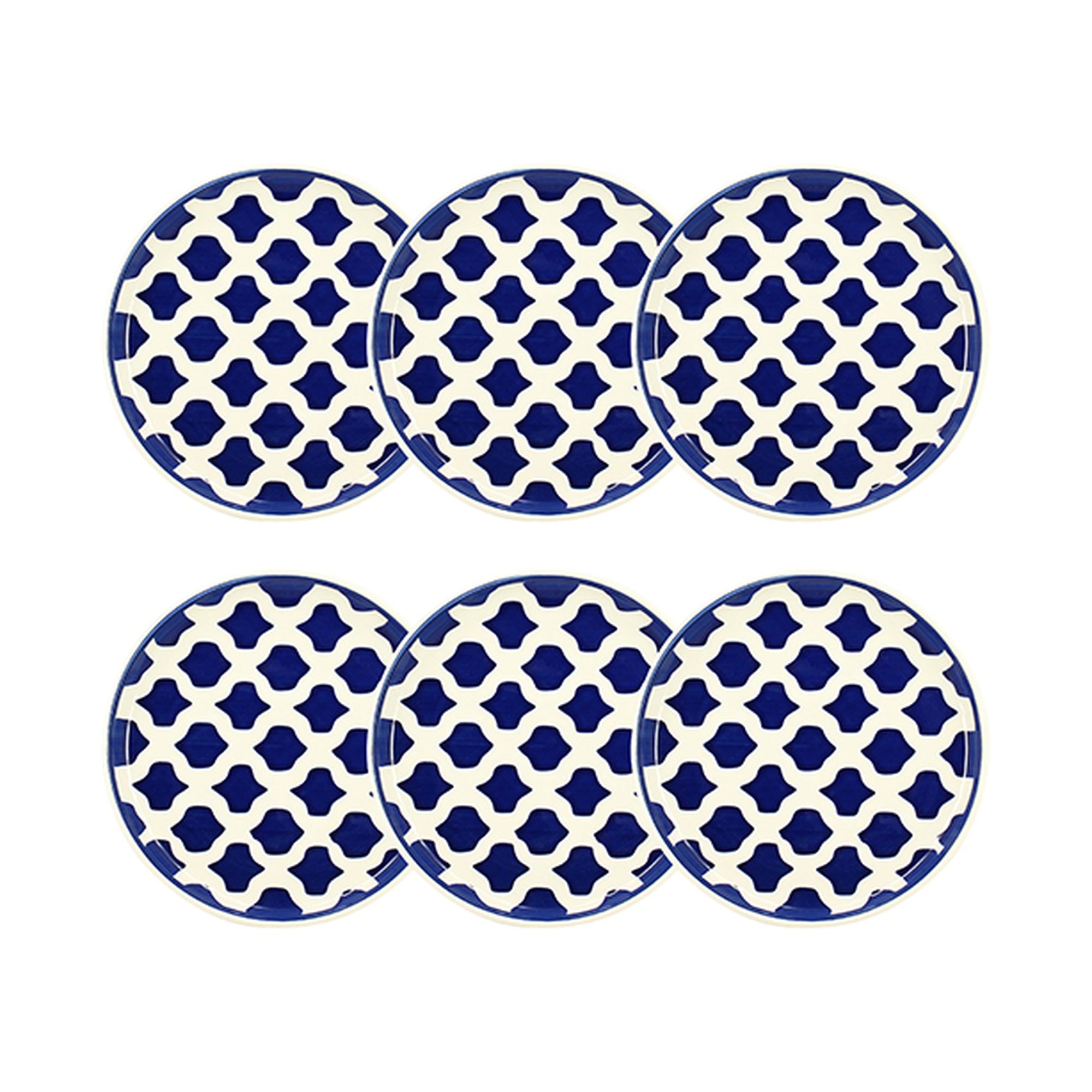 Lot de 6 assiettes à dessert 20cm en grès, PALM BEACH, NOVASTYL