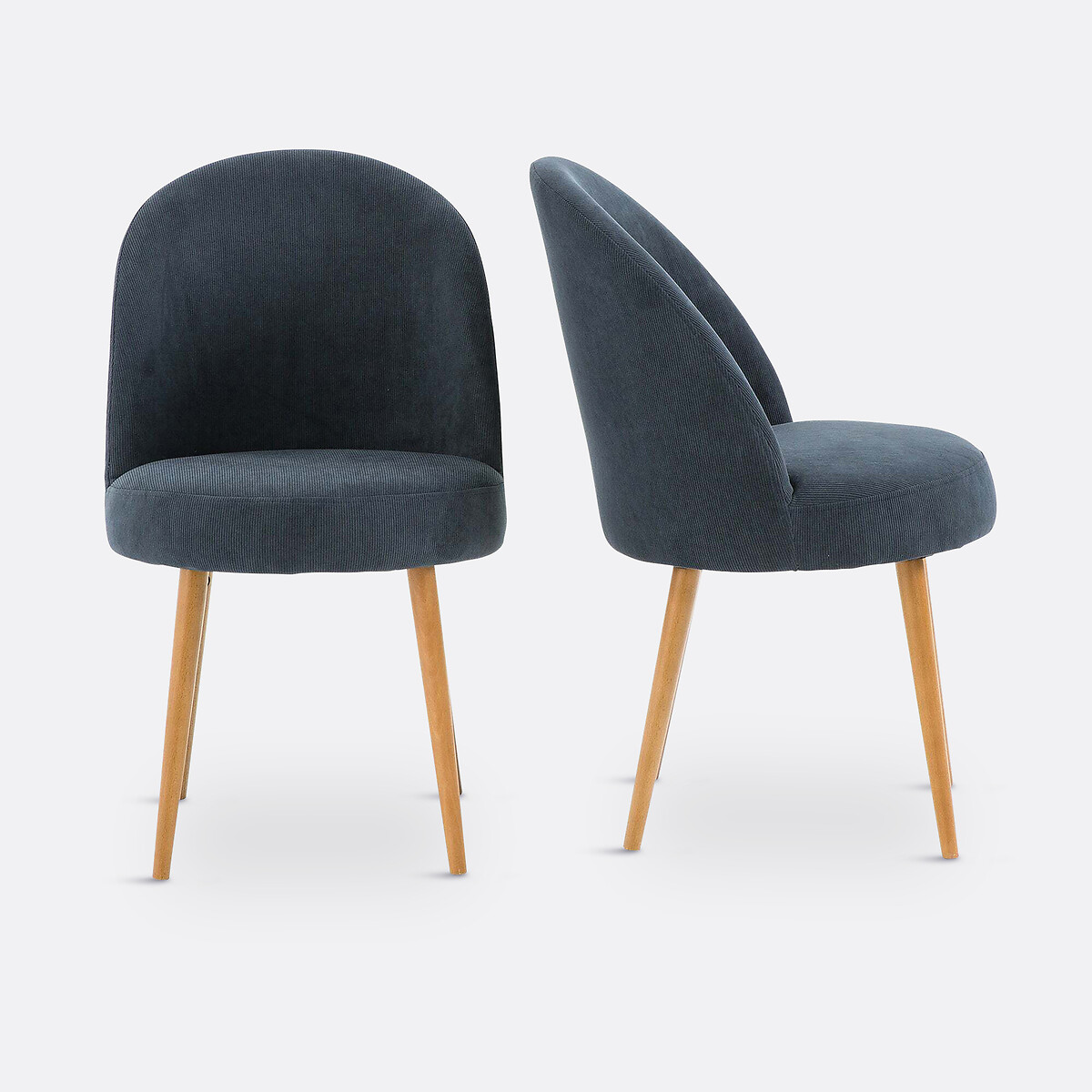 Lot de 2 fauteuils de table velours côtelé, Lenou
