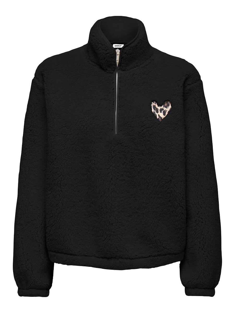 Sweat demi-zippé en sherpa, cœur poitrine, ONLY