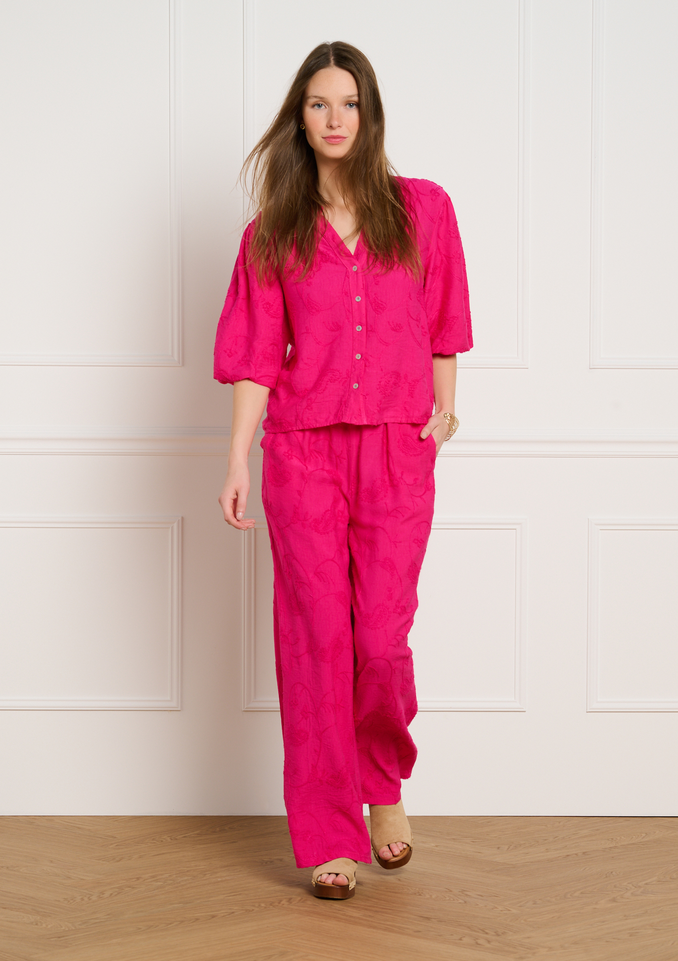 Pantalon brodé fluide, LOLALIZA