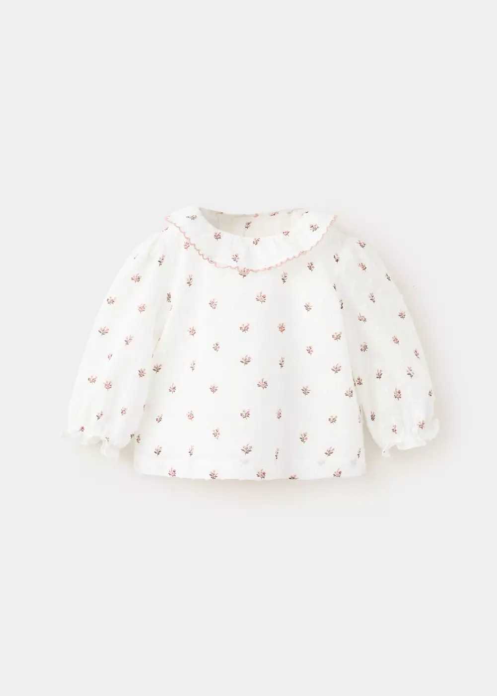 Blouse en coton plumetis à motif floral, MANGO BABY