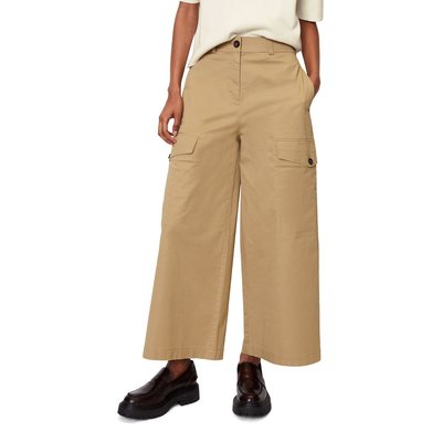 Pantalon cargo style jupe-culotte de coupe Relaxed Fit en twill satin stretch de coton biologique MARC O'POLO