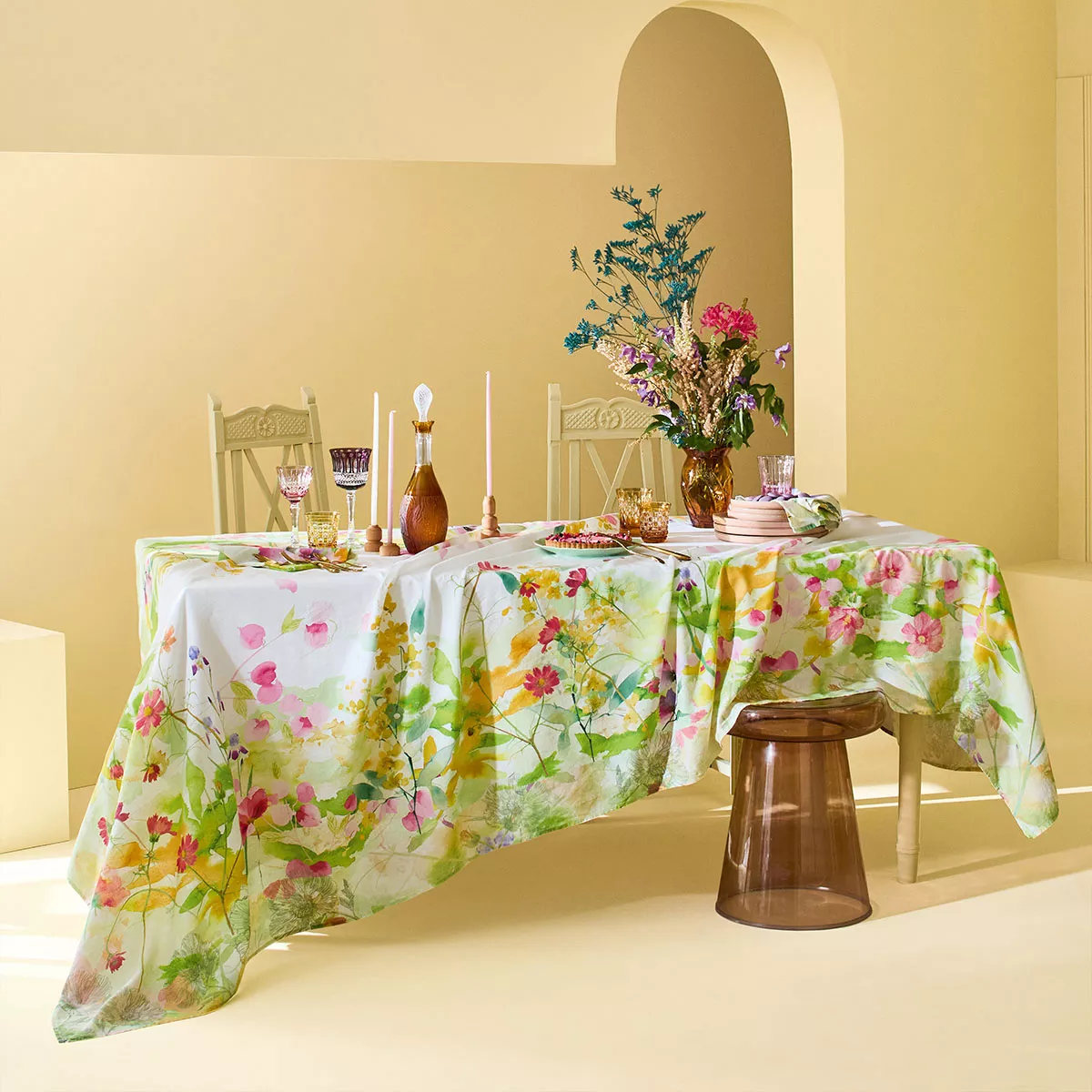 Serviette lin & coton lavé SOUFFLE FLEURI, GARNIER THIEBAUT