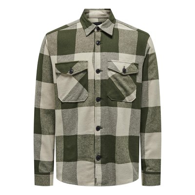 Milo Checked Flannel Shacket in Cotton and Straight Fit ONLY & SONS