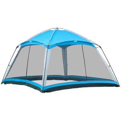 Tente de camping familiale 8 pers. max. polyester bleu OUTSUNNY