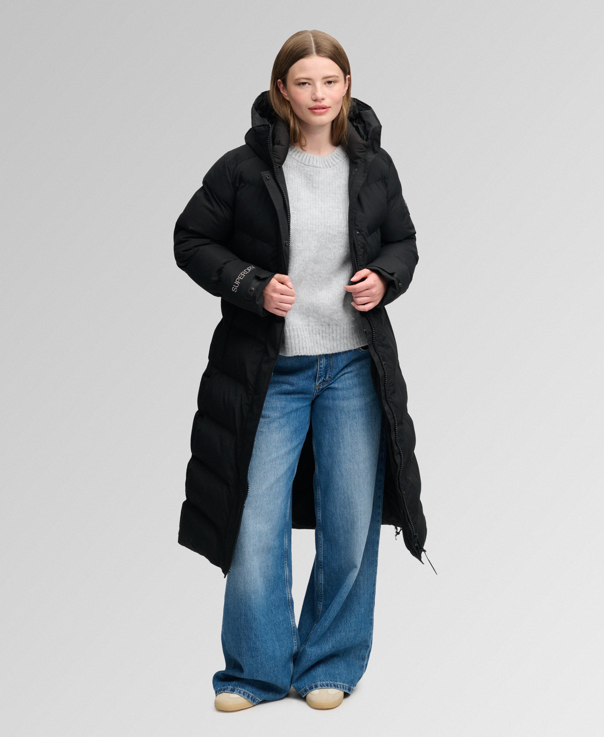 Manteau long rembourré à chevrons City, SUPERDRY