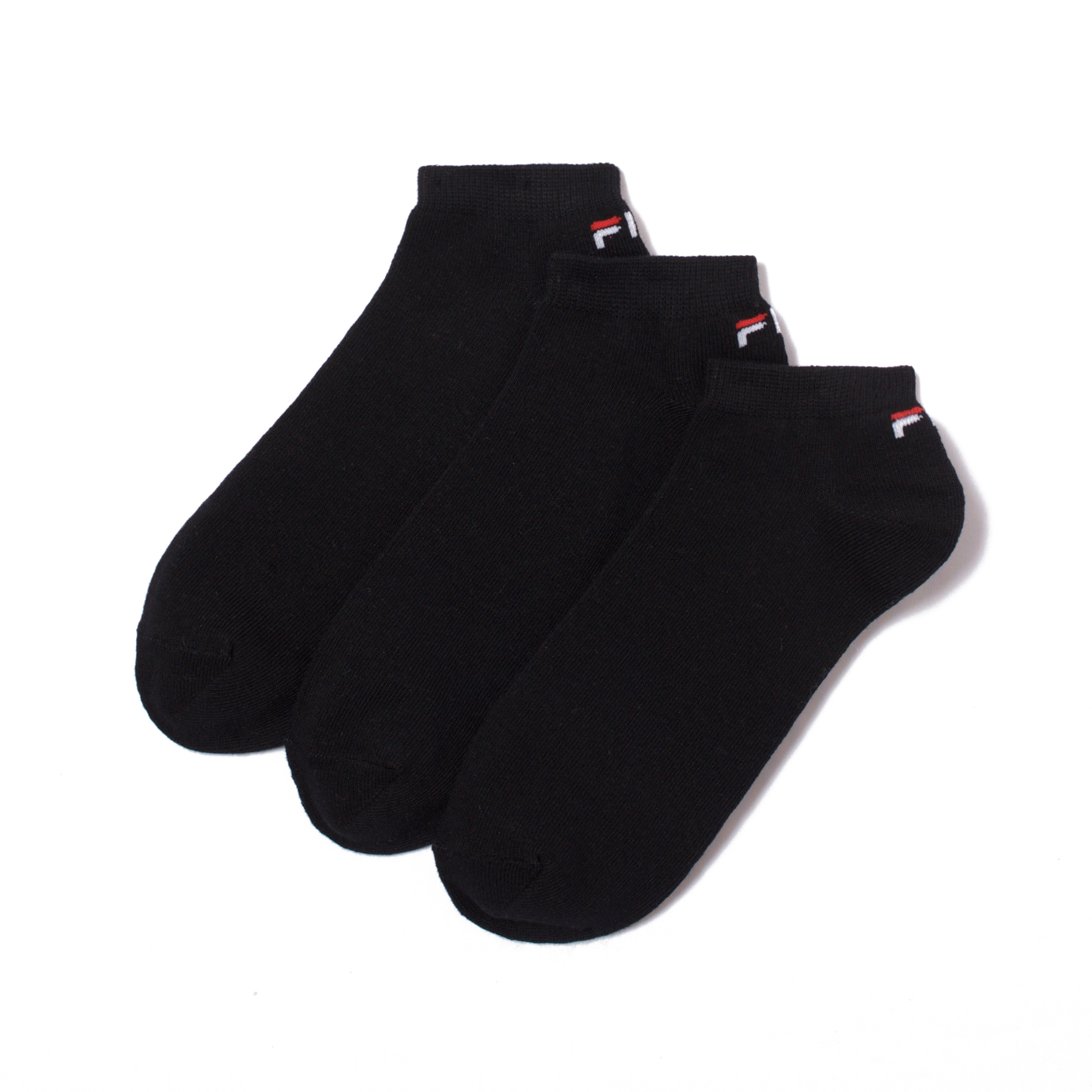 Pack of 3 pairs of unisex trainer socks, black + black + black, Fila ...