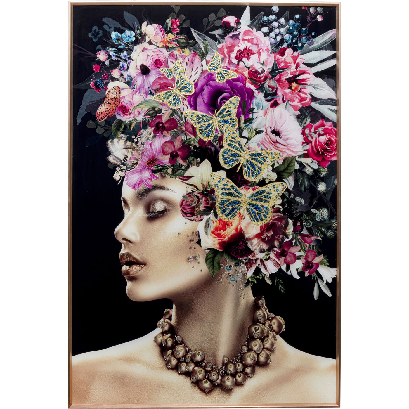 Tableau femme fleurs et papillons, KARE DESIGN