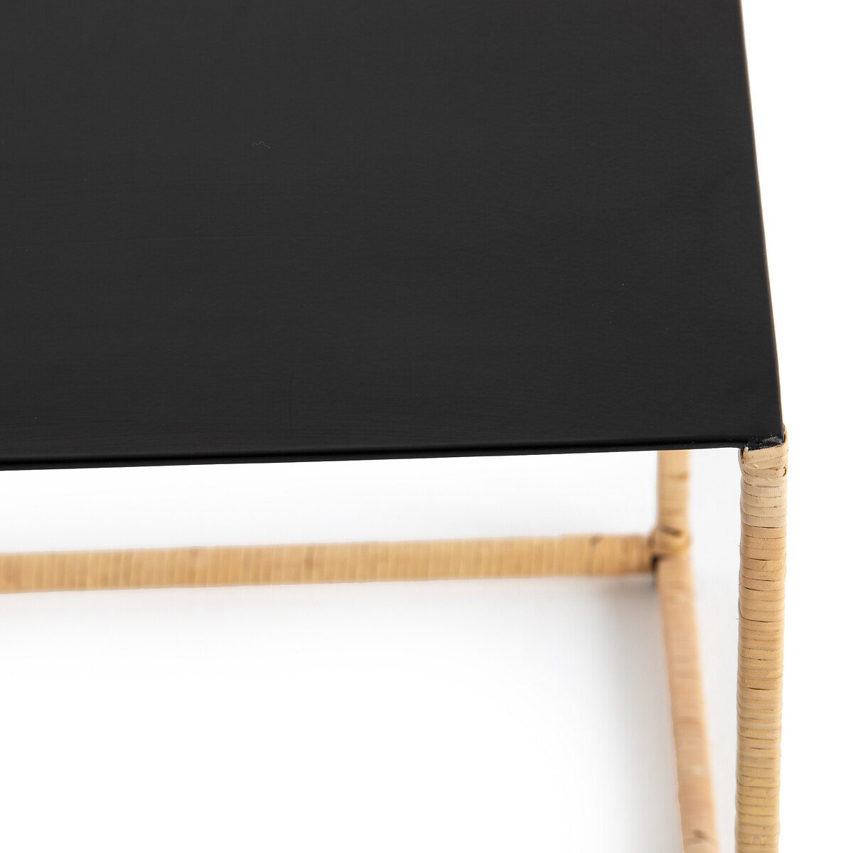 Product photograph of Romy Rattan Metal Side Table from La Redoute UK