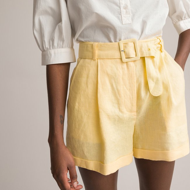 Linen Pleat Front Shorts - LA REDOUTE COLLECTIONS