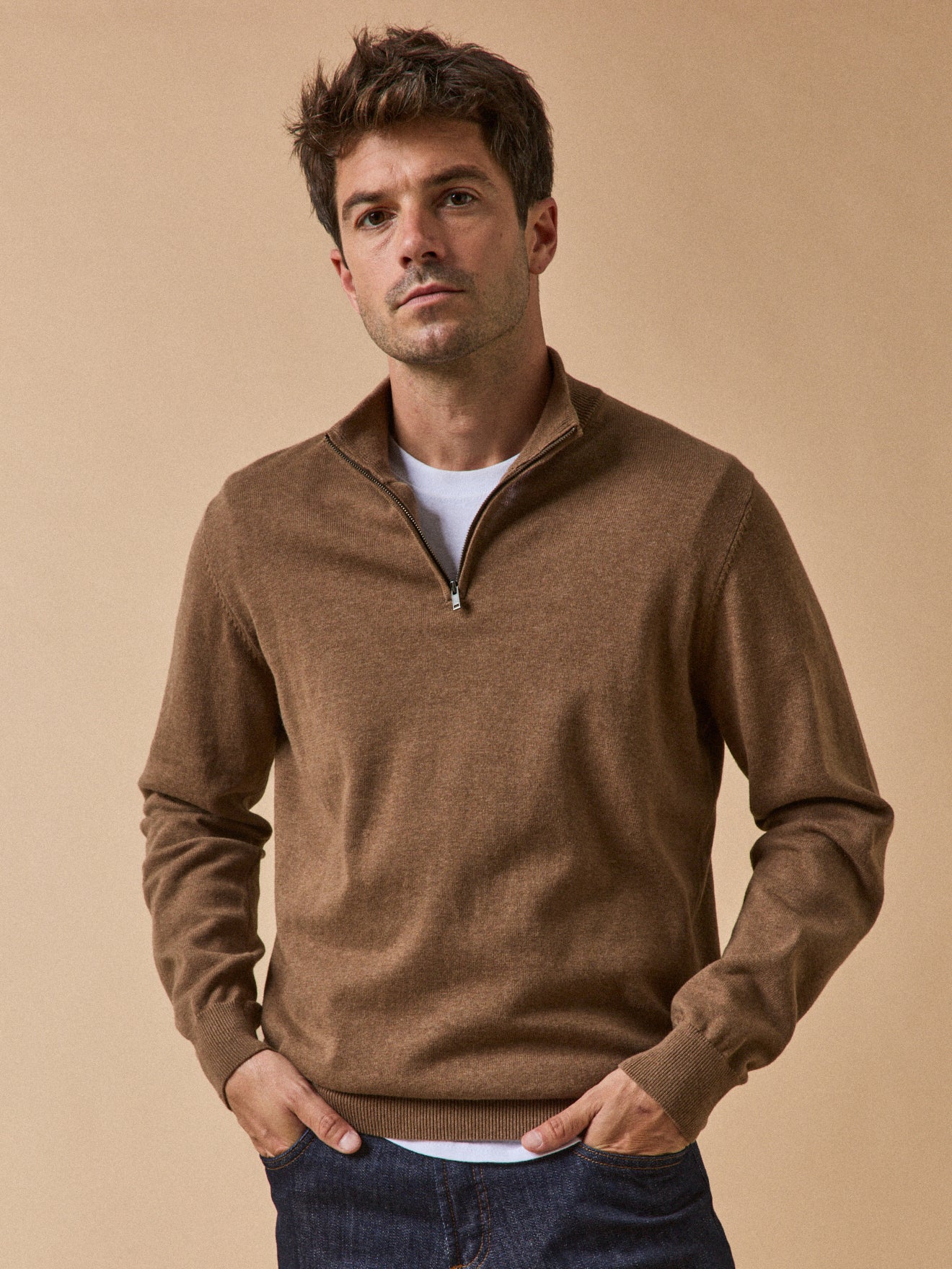 Pull col montant coton biologique et cachemire, CYRILLUS