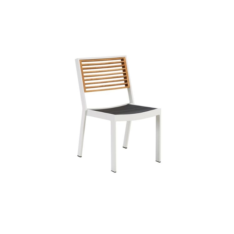 Chaise repas en aluminium et teck, YORK, AU JARDIN DE CHLOÉ