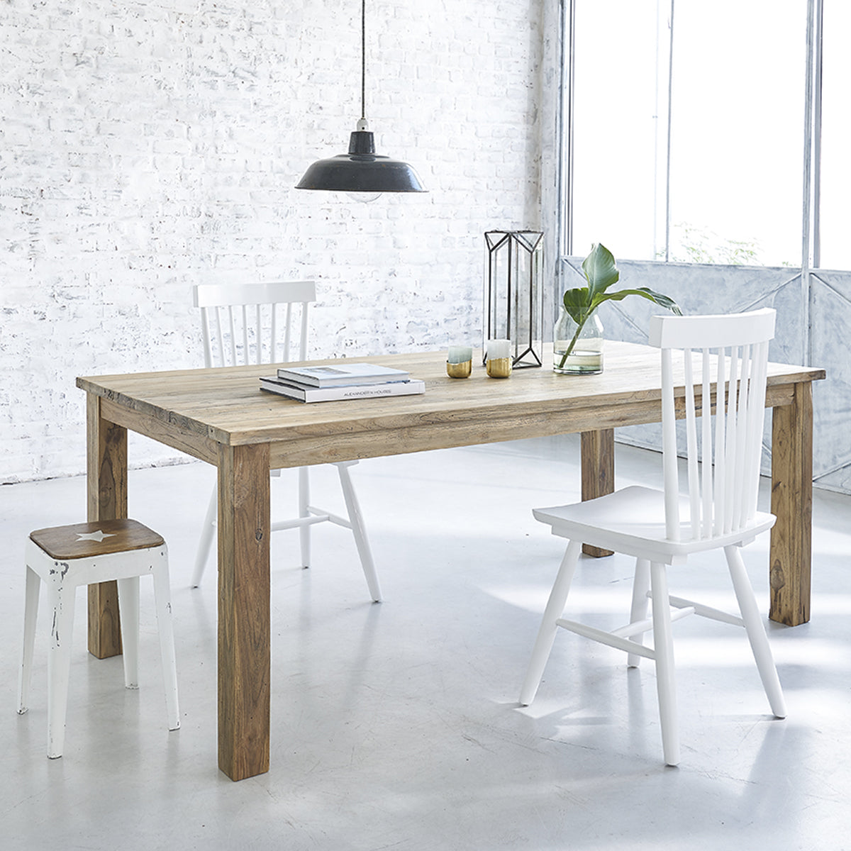 Table en bois de teck recyclé 10 pers. CARGO, BERAH GETAH