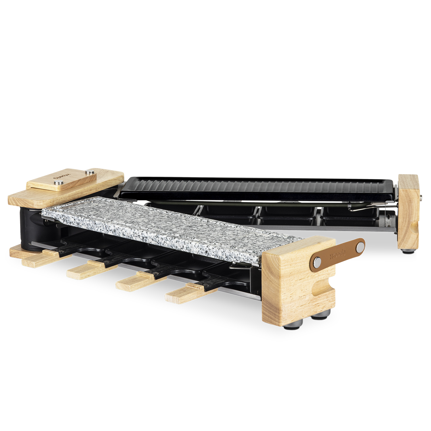 raclette, pierre à cuire et grill 8 personnes design bois - wod360, H.KOENIG