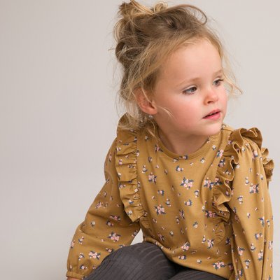 Pack of 2 T-Shirts in Cotton with Ruffles and Long Sleeves LA REDOUTE COLLECTIONS