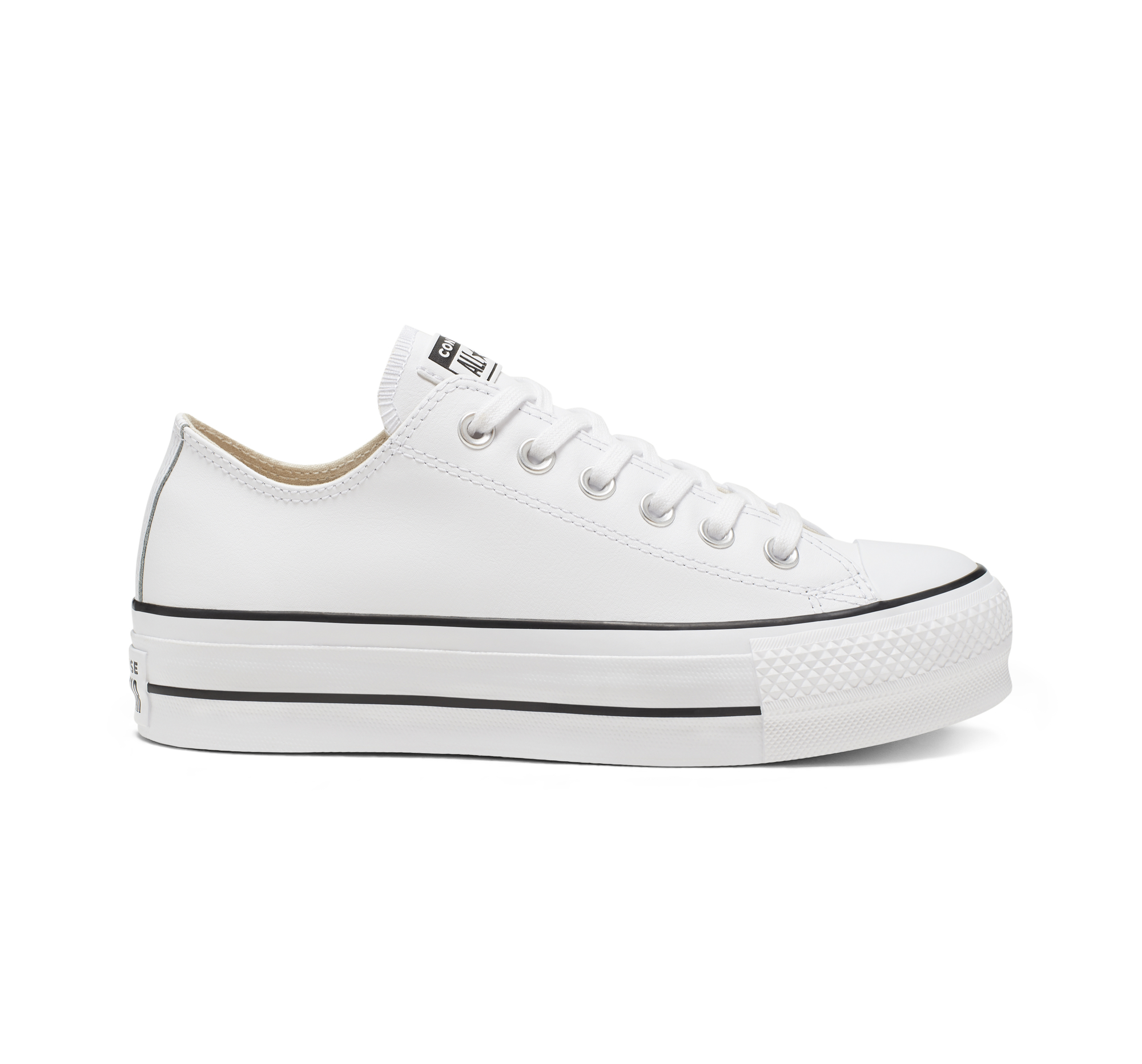 Chuck taylor all star lift leather ox flatform trainers white Converse La Redoute