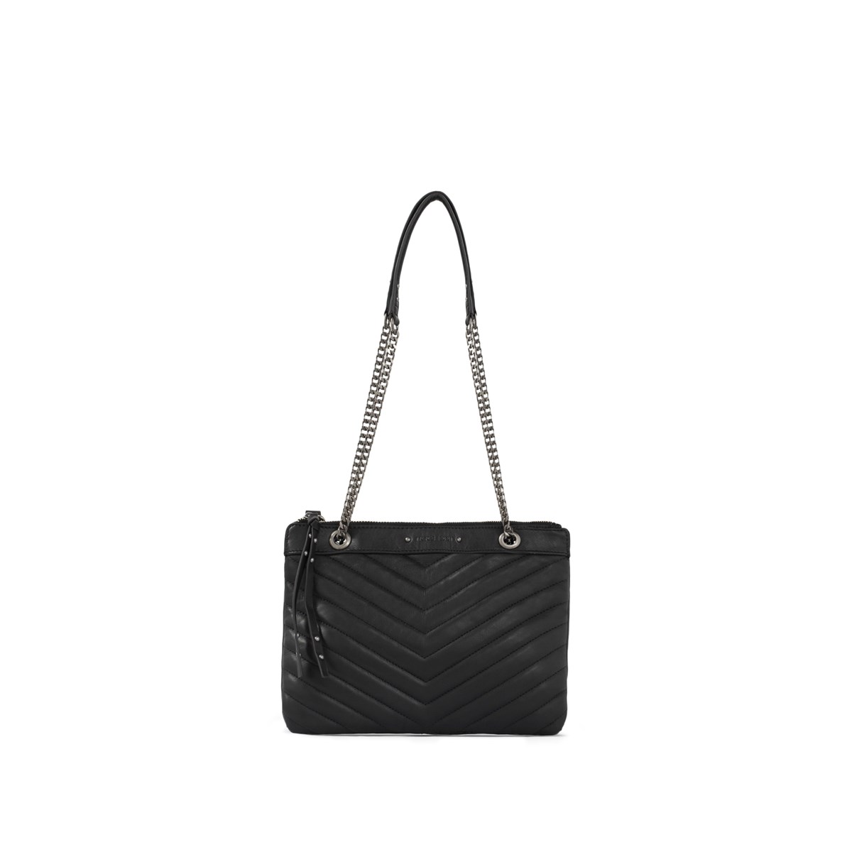 Sac double pochettes 1440 reporter en cuir matelass noir Ikks