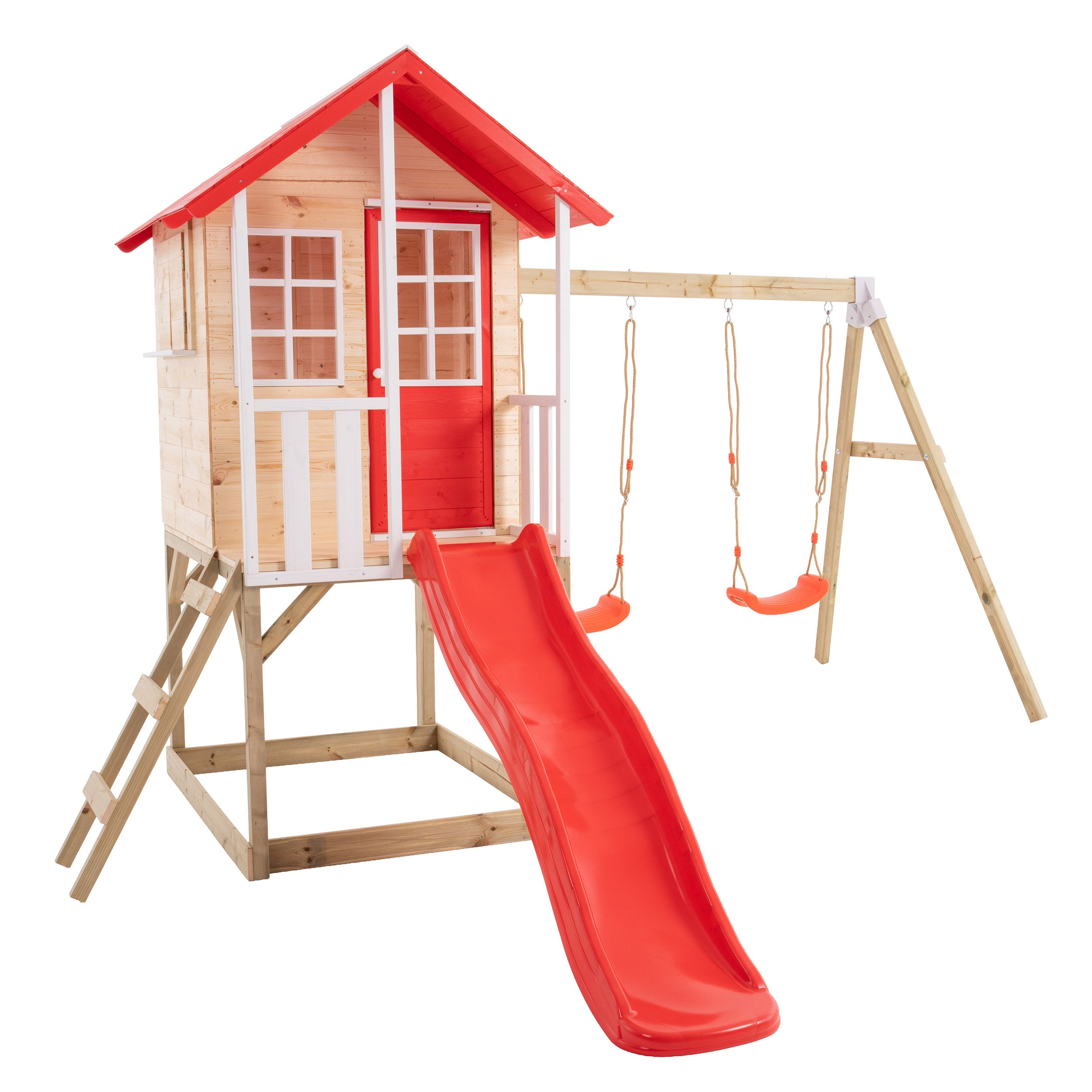 Maisonnette sur pilotis, glissière, 2 balançoires COQUELICOT, TP TOYS