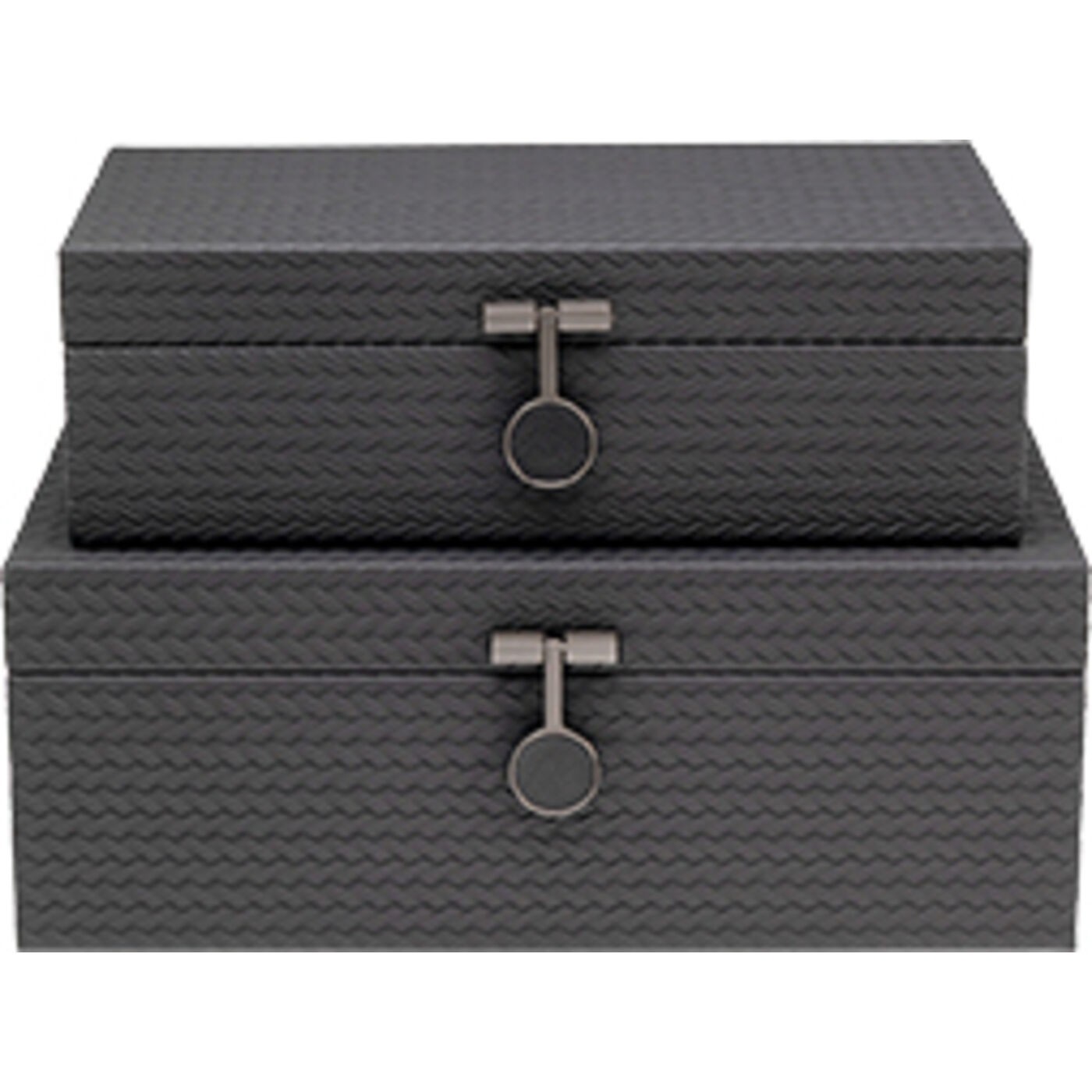 Lot de 2 boîtes en simili tressé, KEY, KARE DESIGN