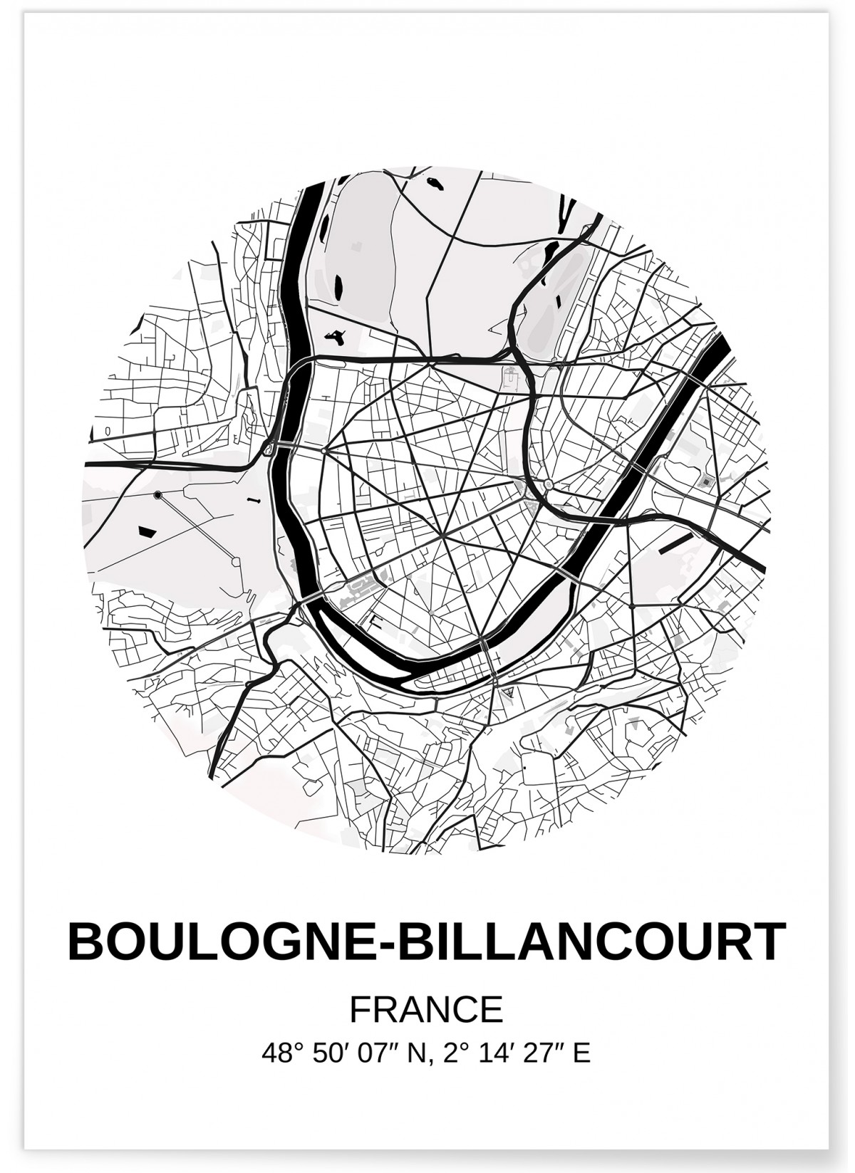 Affiche Carte Boulogne-Billancourt, L'AFFICHERIE