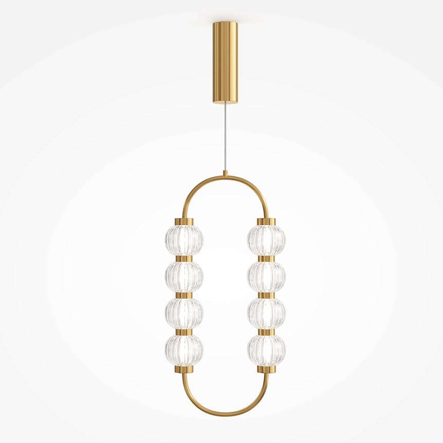 Suspension rétro verre - perles ciselées cadre doré BELLA, PIER IMPORT