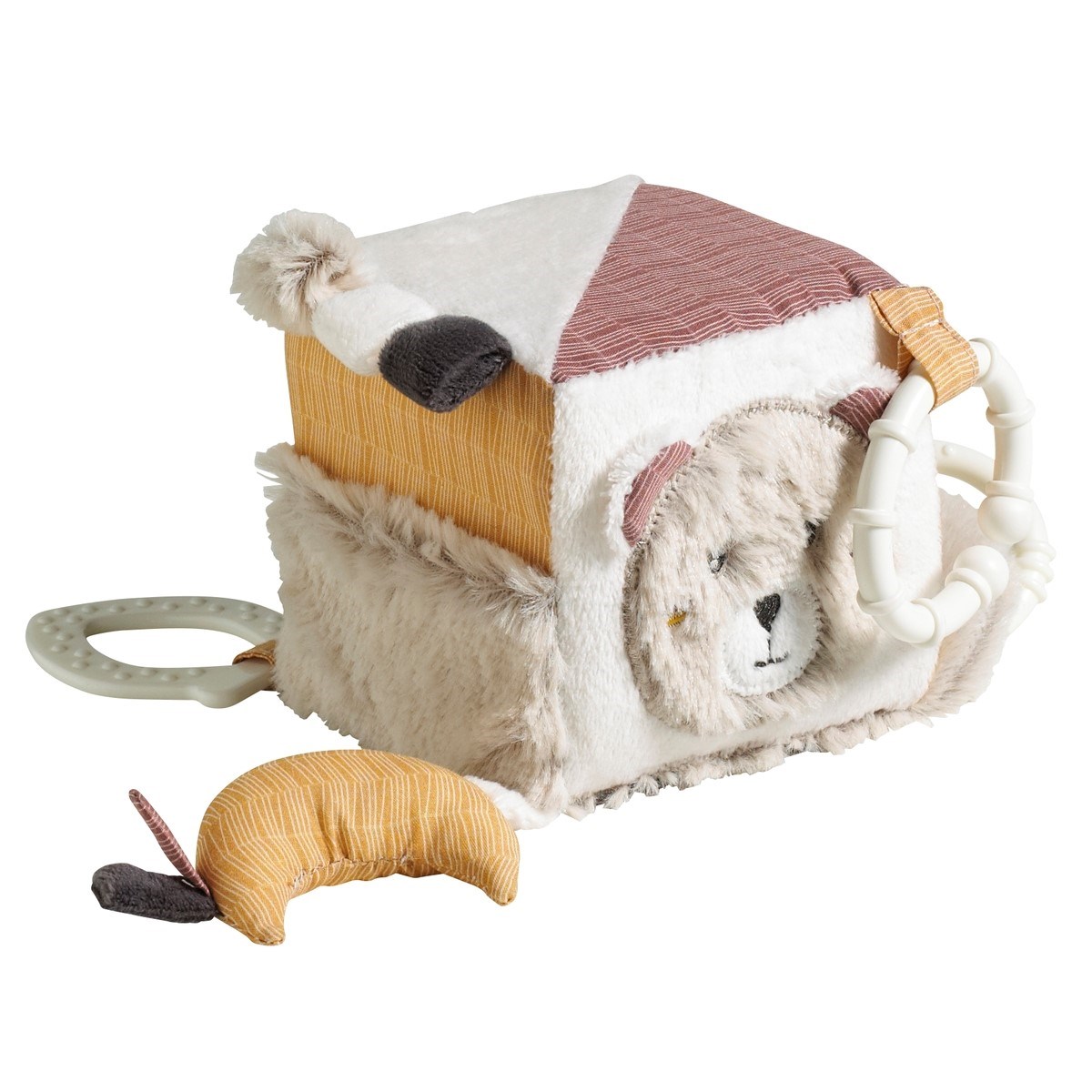 Cube d'activité bébé en velours, SAUTHON