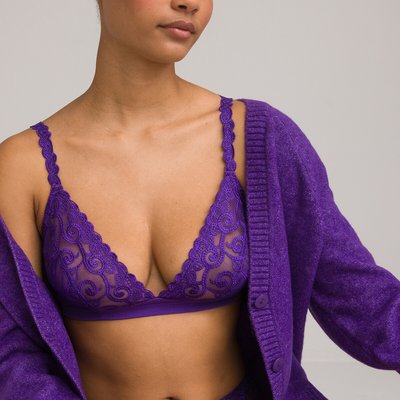 Lyssa Non-Underwired Bra in Embroidered Tulle LA REDOUTE COLLECTIONS