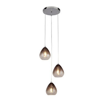 Multi-Drop Pendant Light With 3 Crackle Ombre Glass Shades SO'HOME