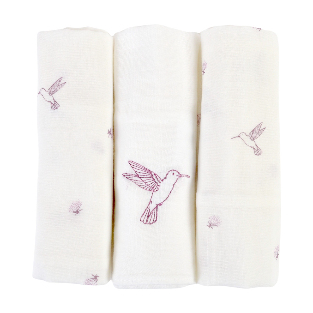Lot de 3 langes coton bio COLIBRI, LITTLE CREVETTE