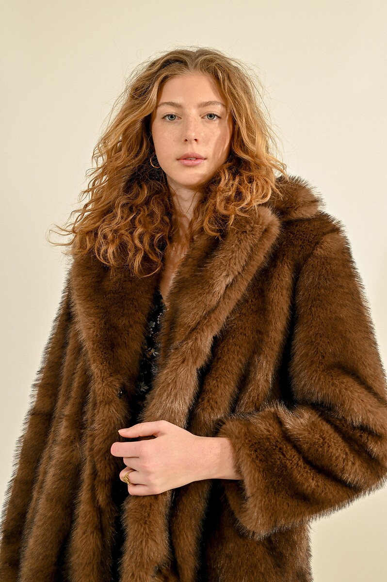 Faux fur coat brown Molly Bracken La Redoute