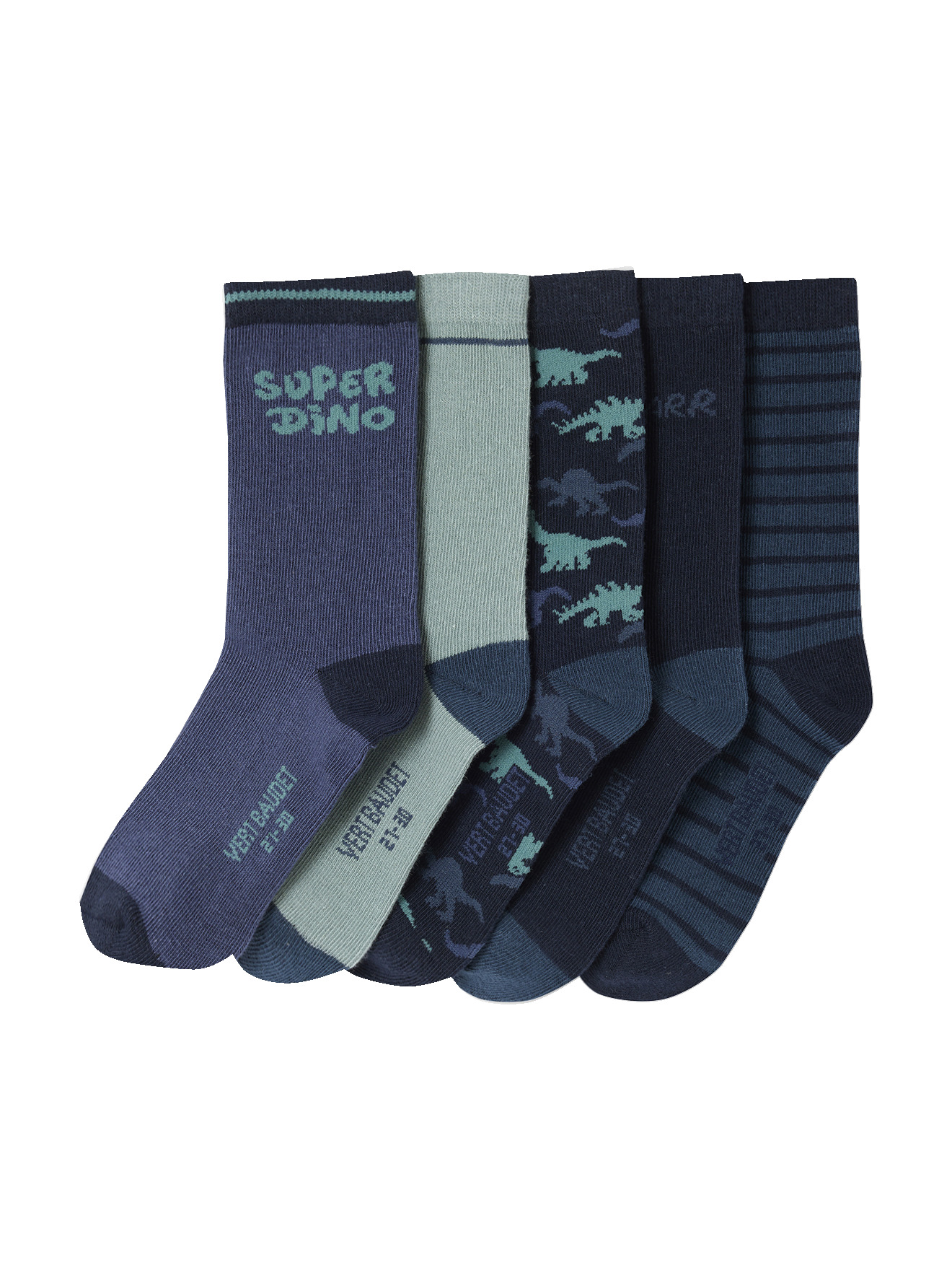 Lot de 5 paires de chaussettes "Super dino", VERTBAUDET