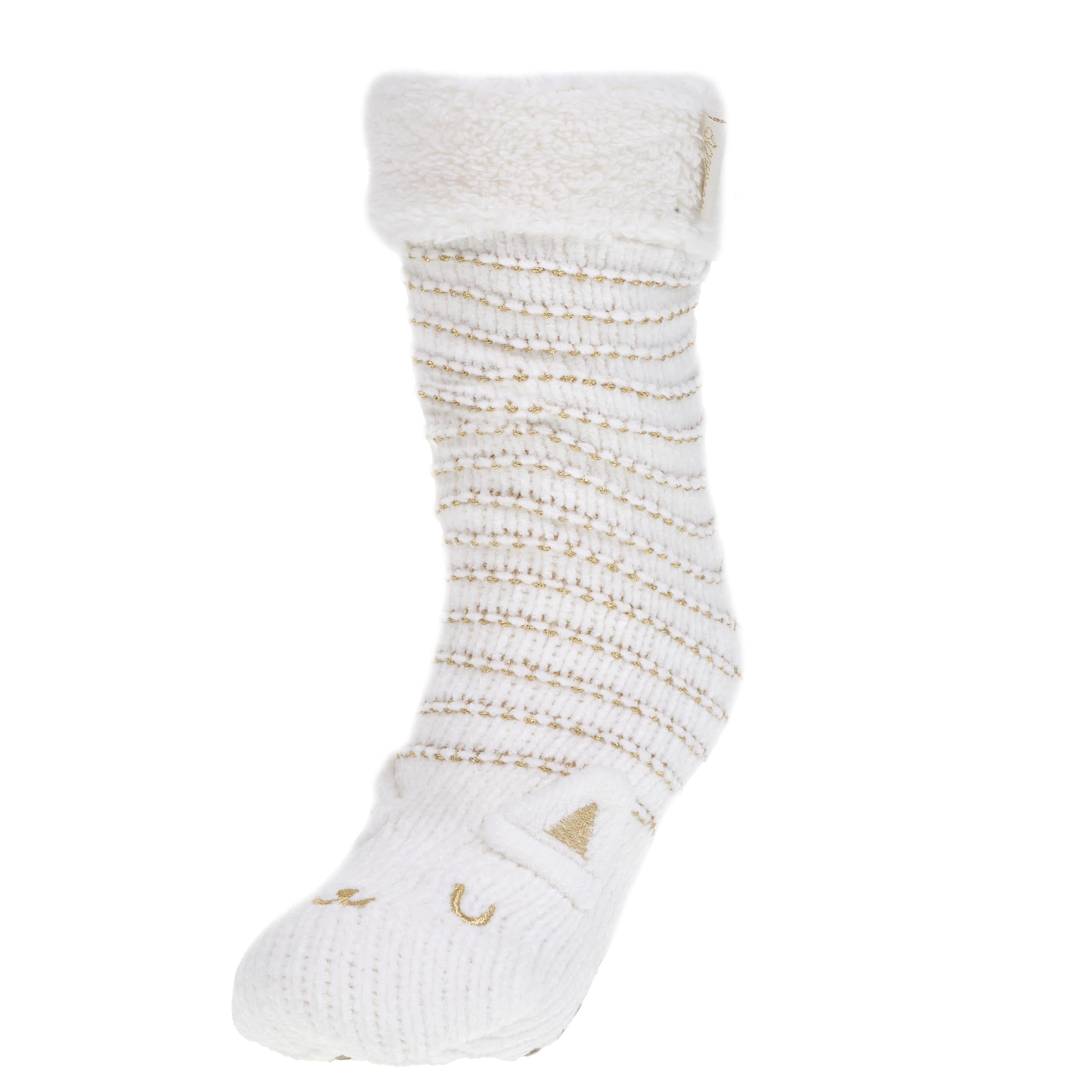 Chaussettes d'intérieur maille chenille - fourrées, antidérapantes, ISOTONER