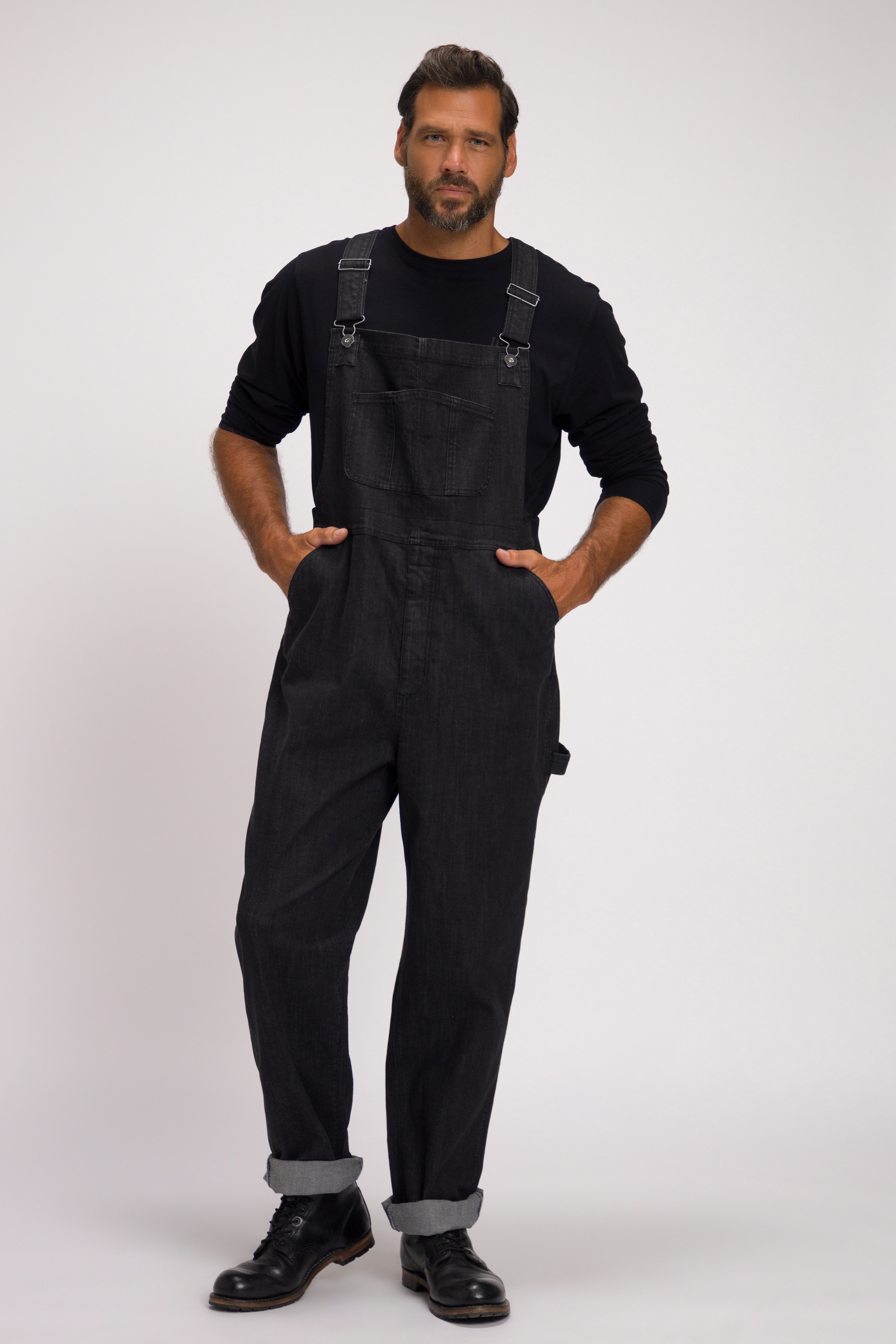 Salopette en jean, collection Workwear, nombreuses poches et empiècements élastiques - coupe Relaxed Fit, bleu jean