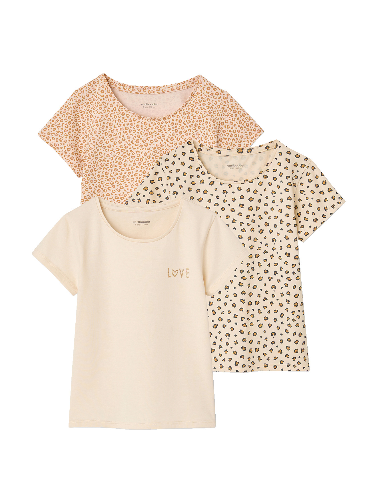 Lot de 3 T-shirts manches courtes, VERTBAUDET
