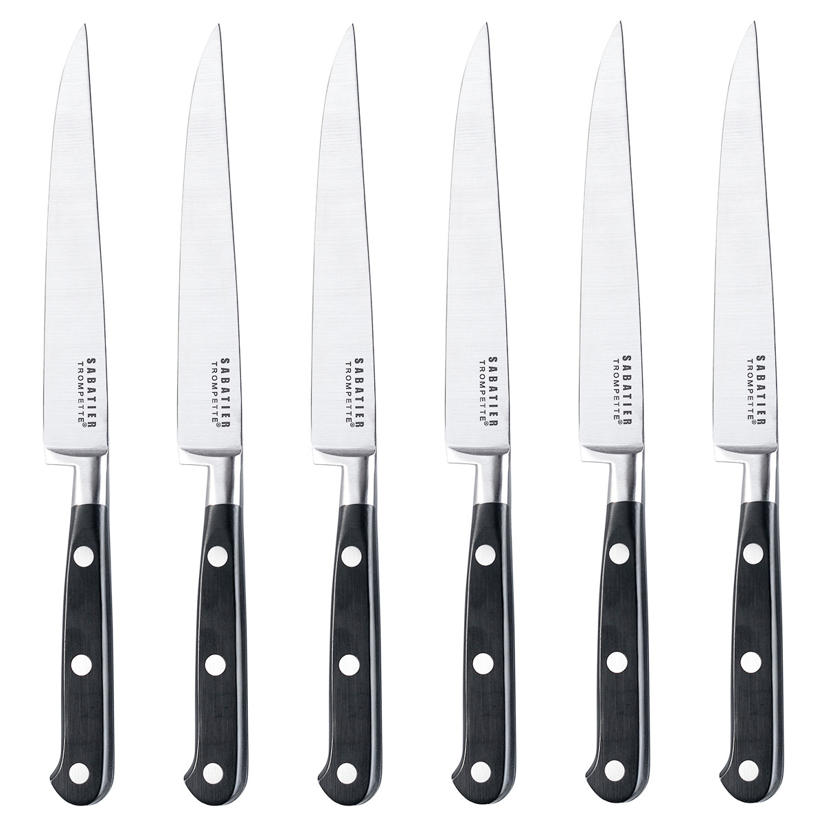 Coffret 6 couteaux steak lame lisse - SABATIER TROMPETTE, RICHARDSON SHEFFIELD