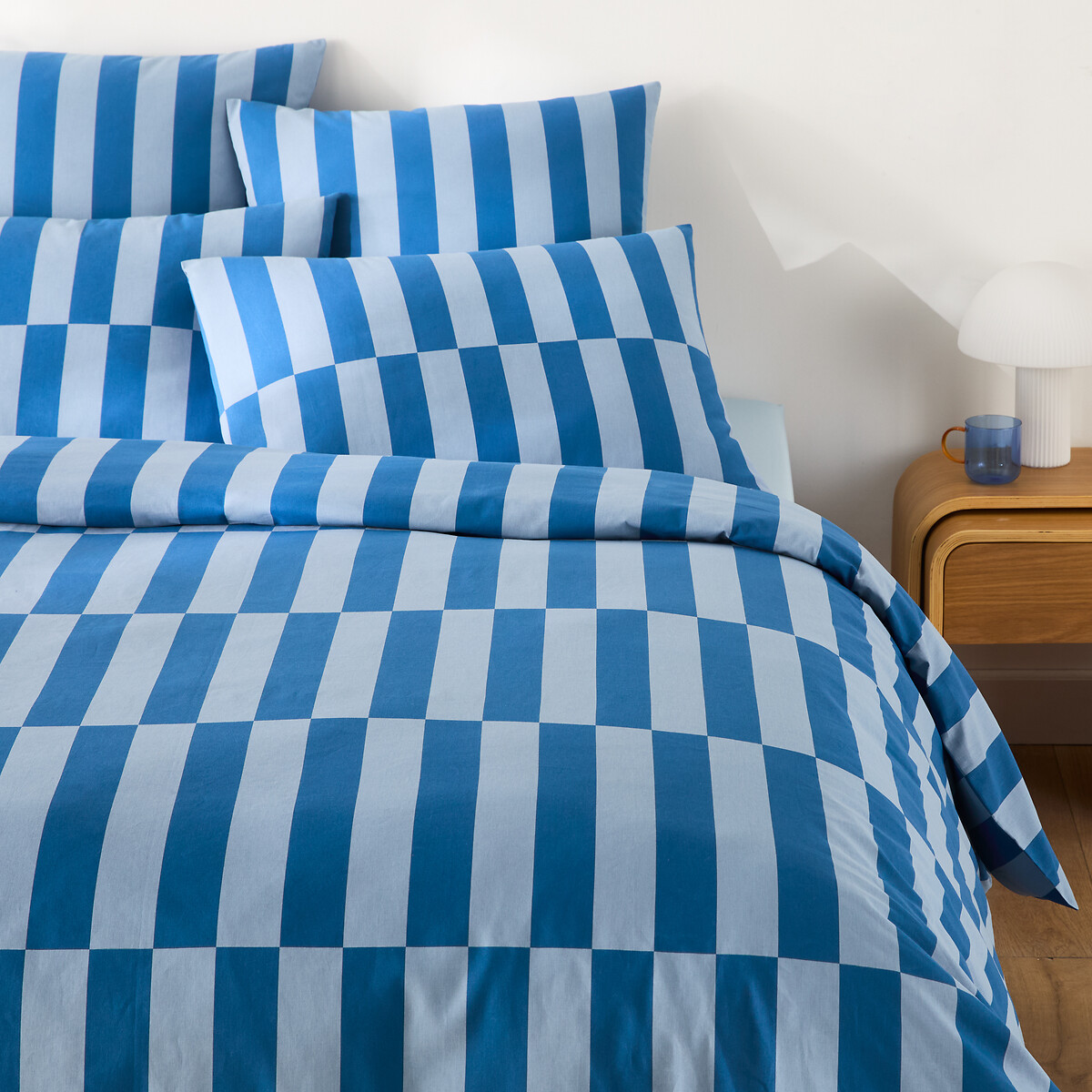 LA REDOUTE INTERIEURS Dekbedovertrek 50% gerecycled katoen, Tabaka blauw